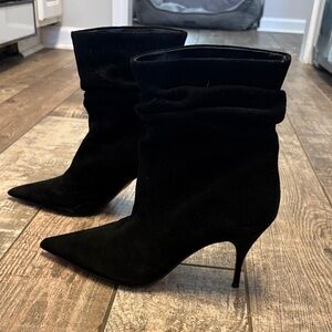 Express Black Suede Heeled Boots